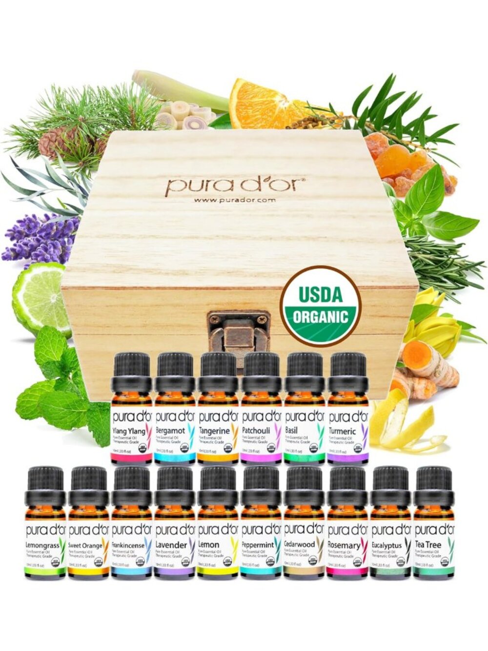 Essential Oils Aromatherapy Set - 16 Natural Blends, 10mL Each, Wellness Gift